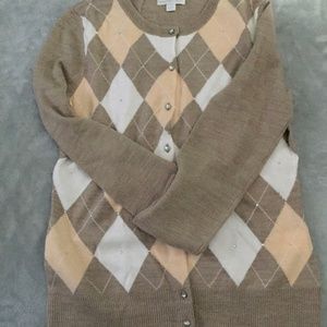 Tan and White Cardigan